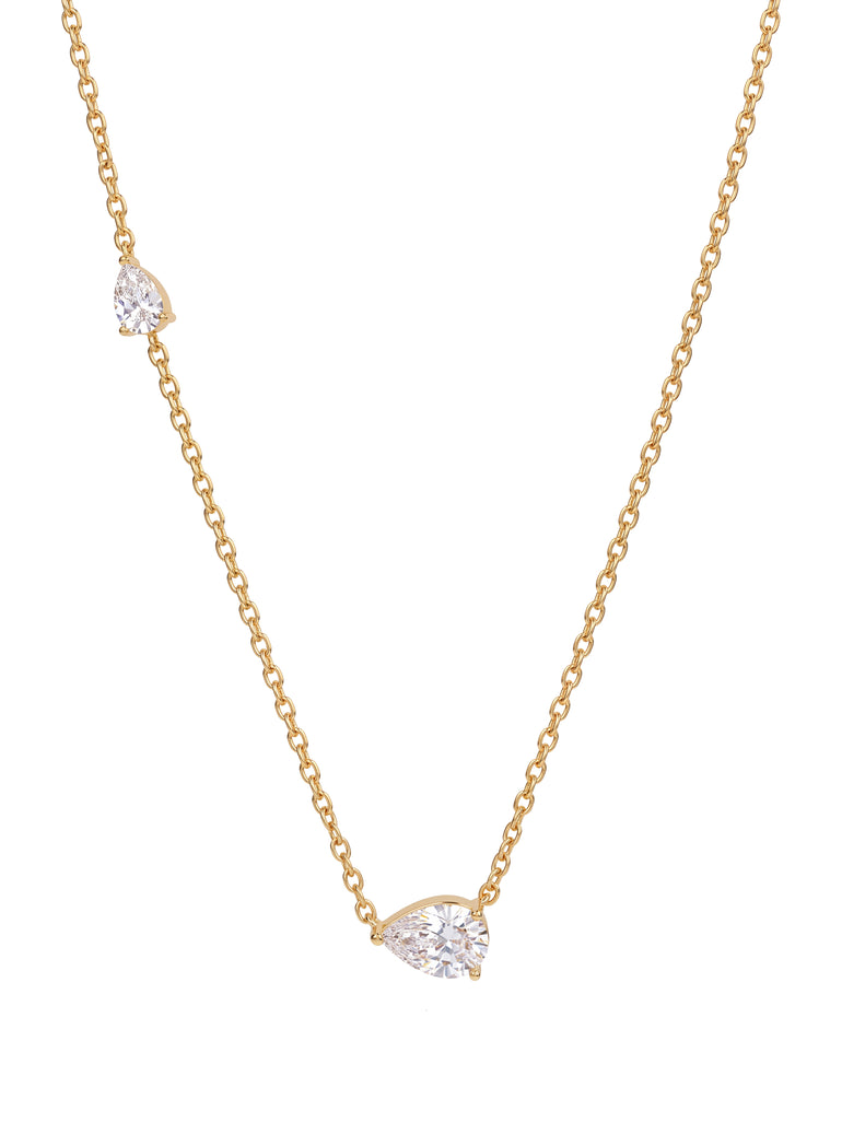 Collar Dije Doble Zirconia Gota