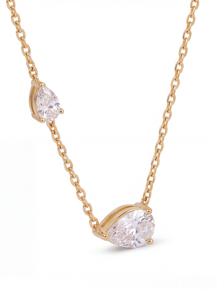 Collar Dije Doble Zirconia Gota