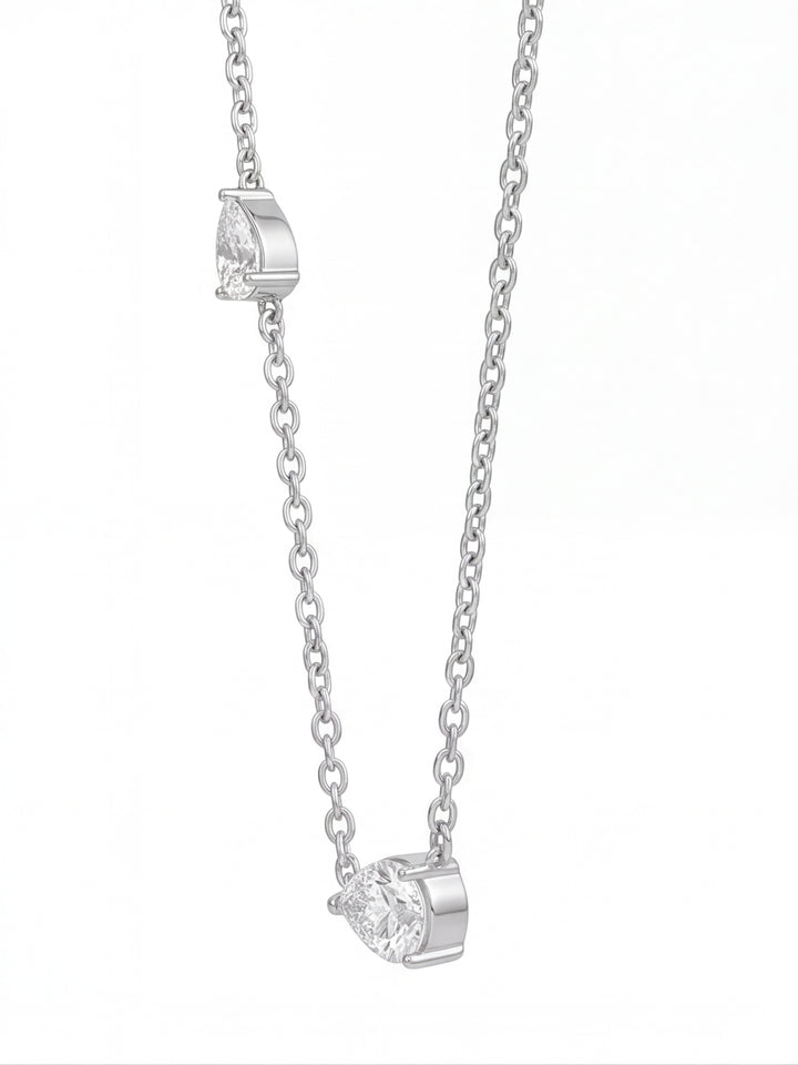 Collar Dije Doble Zirconia Gota