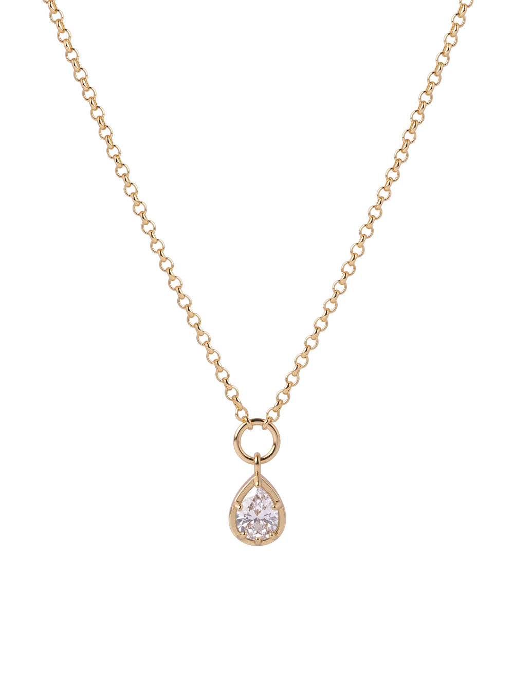Collar Eslabones Con Dije Gota Y Zirconia