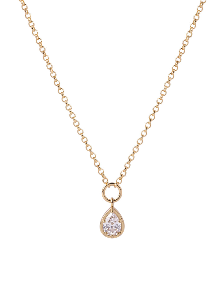 Collar Eslabones Con Dije Gota Y Zirconia