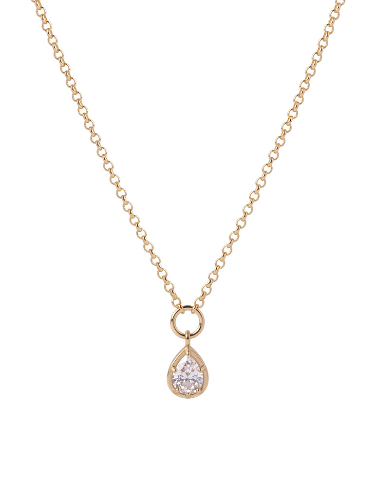 Collar Eslabones Con Dije Gota Y Zirconia