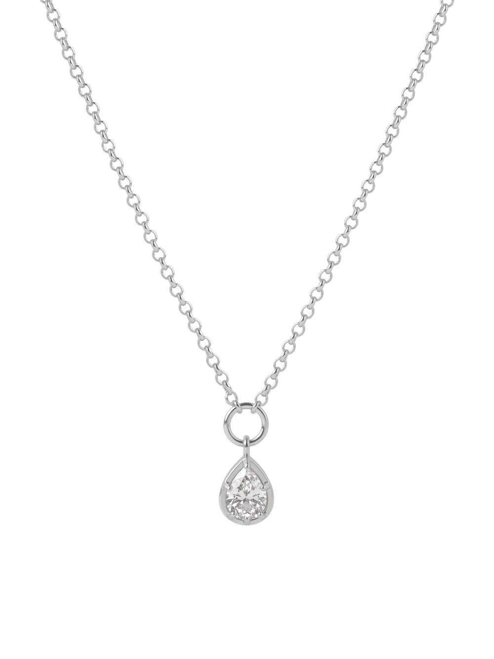 Collar Eslabones Con Dije Gota Y Zirconia
