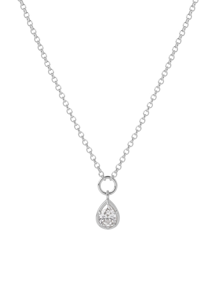 Collar Eslabones Con Dije Gota Y Zirconia