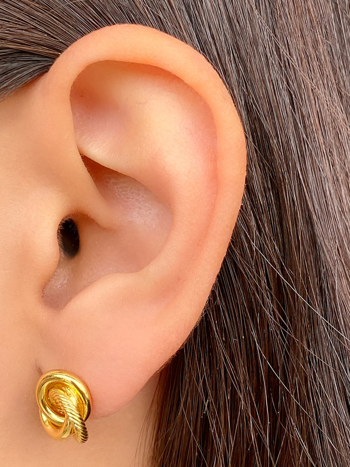 Par Arete Triple Circulo Enlazado Linea Textura