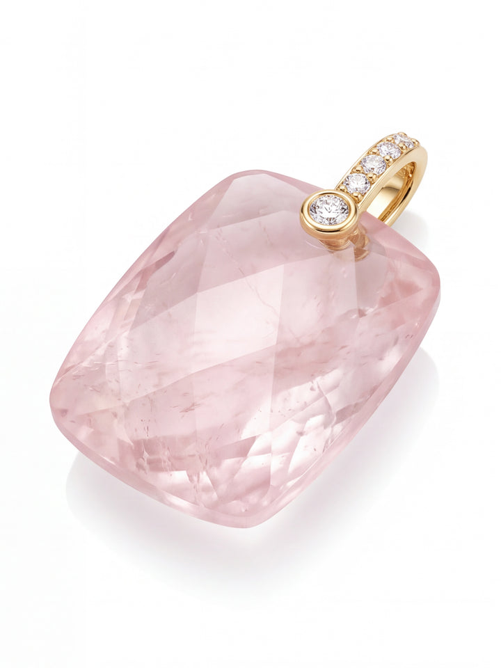 Collar Rectangular Piedra Cuarzo Rosa A Beneficio Cruz Rosa