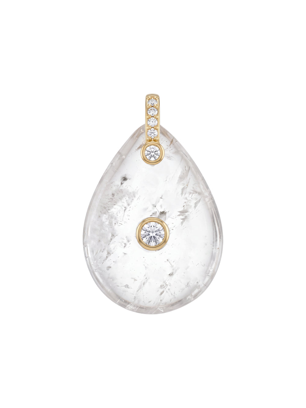 Dije Gota Piedra Cuarzo Blanco Con Zirconias