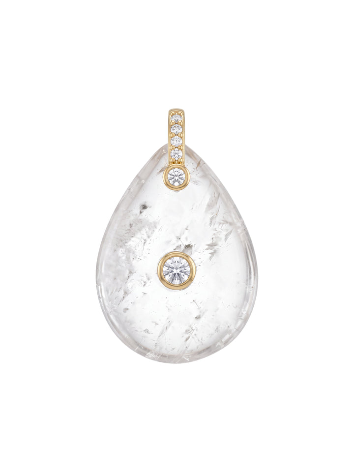 Dije Gota Piedra Cuarzo Blanco Con Zirconias
