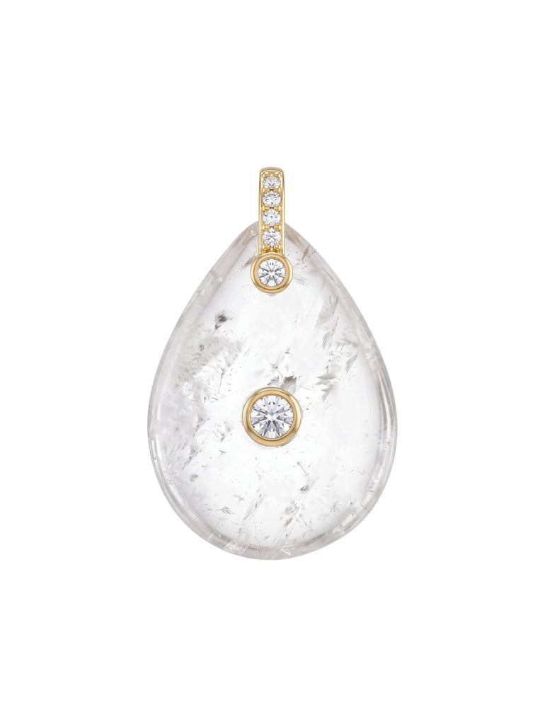 Dije Gota Piedra Cuarzo Blanco Con Zirconias