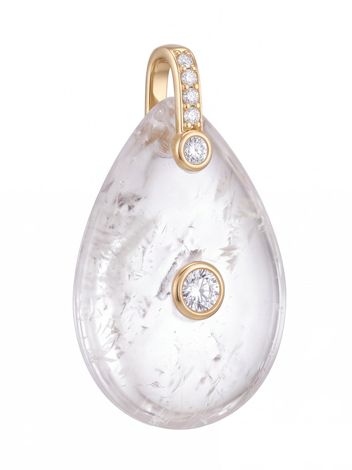Dije Gota Piedra Cuarzo Blanco Con Zirconias
