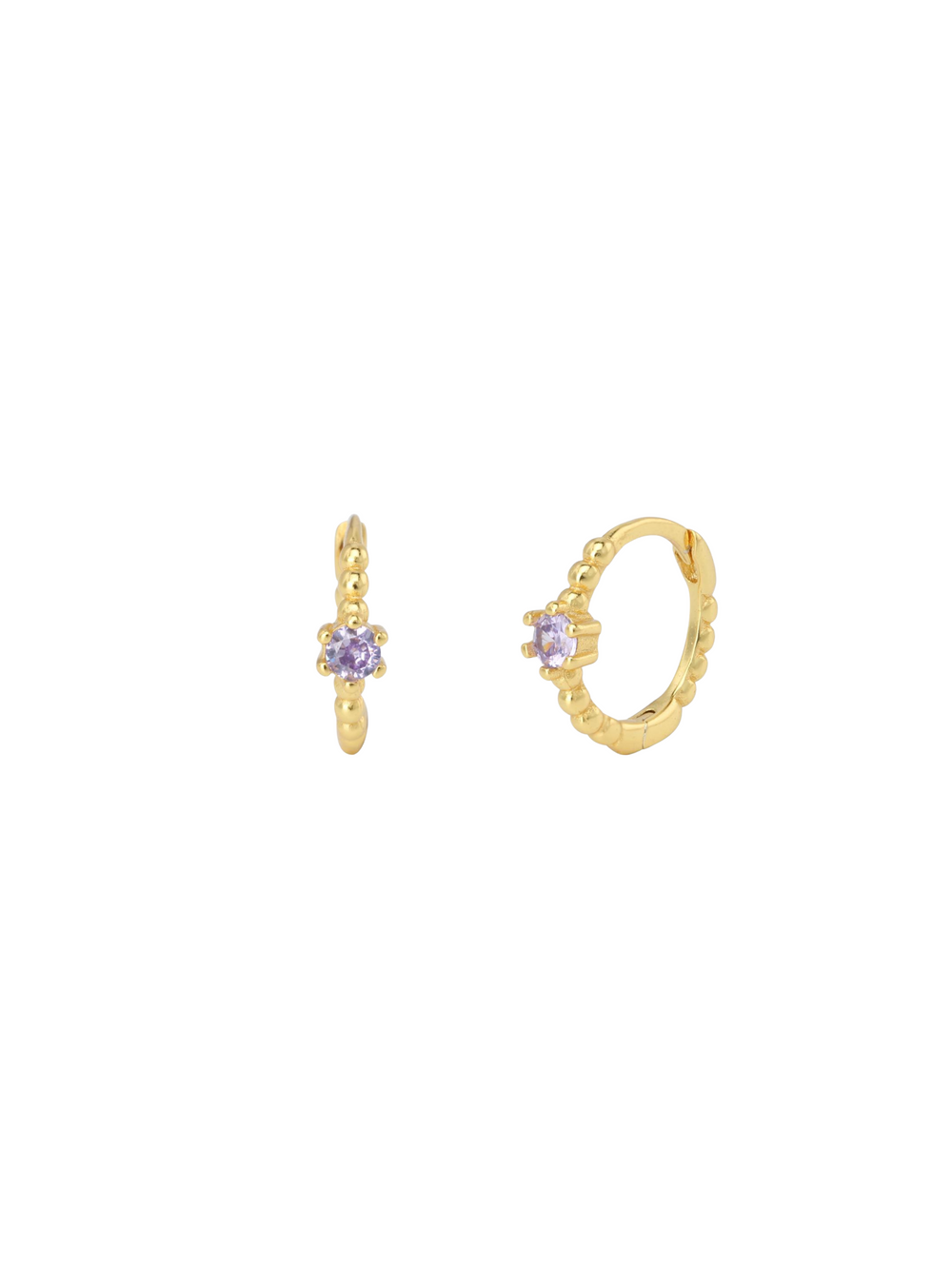 Arracada Bolitas Con Zirconia Lila