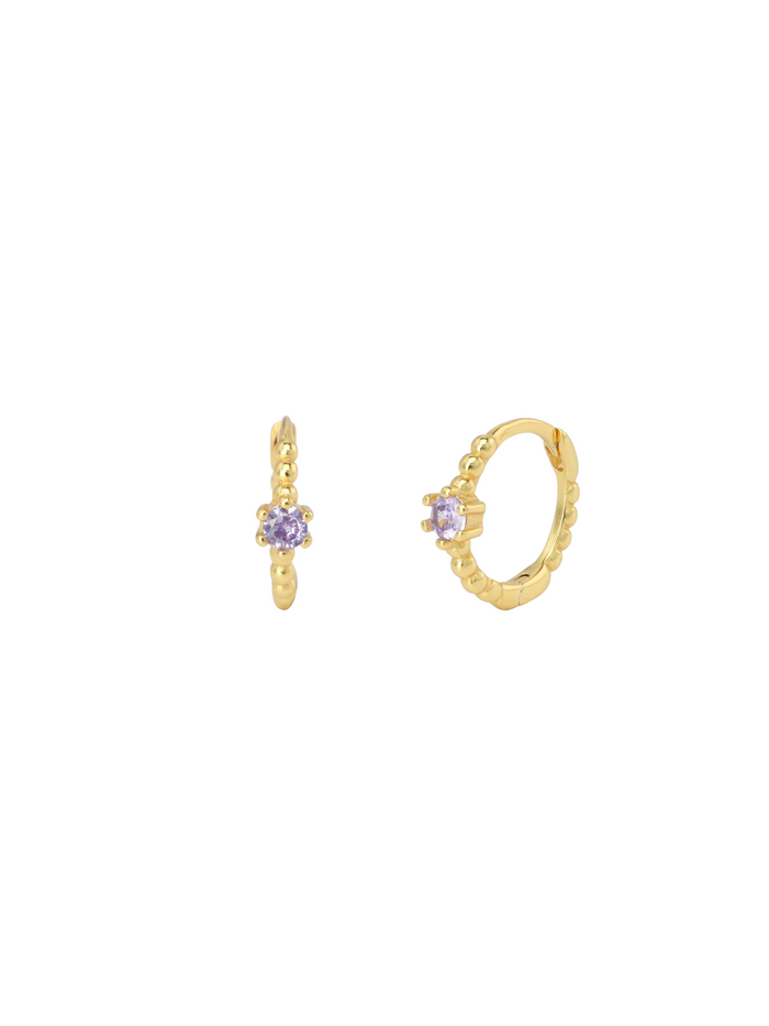 Arracada Bolitas Con Zirconia Lila