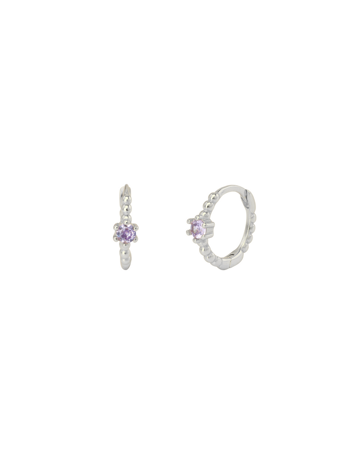 Arracada Bolitas Con Zirconia Lila