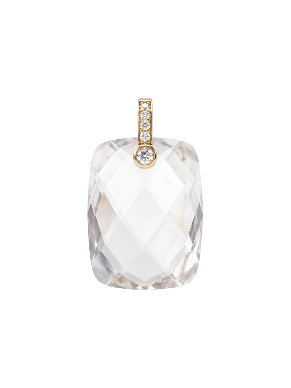 Dije Rectangular Piedra Cuarzo Blanco Con Zirconias