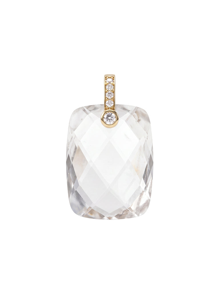 Dije Rectangular Piedra Cuarzo Blanco Con Zirconias