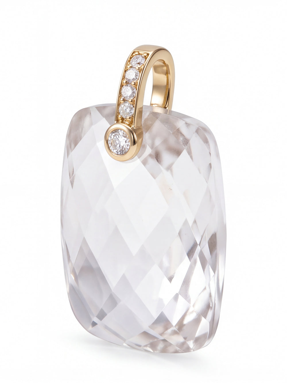 Dije Rectangular Piedra Cuarzo Blanco Con Zirconias