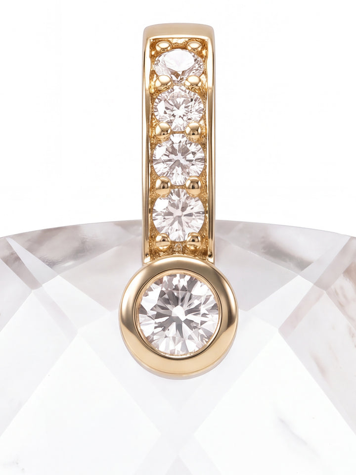 Dije Rectangular Piedra Cuarzo Blanco Con Zirconias