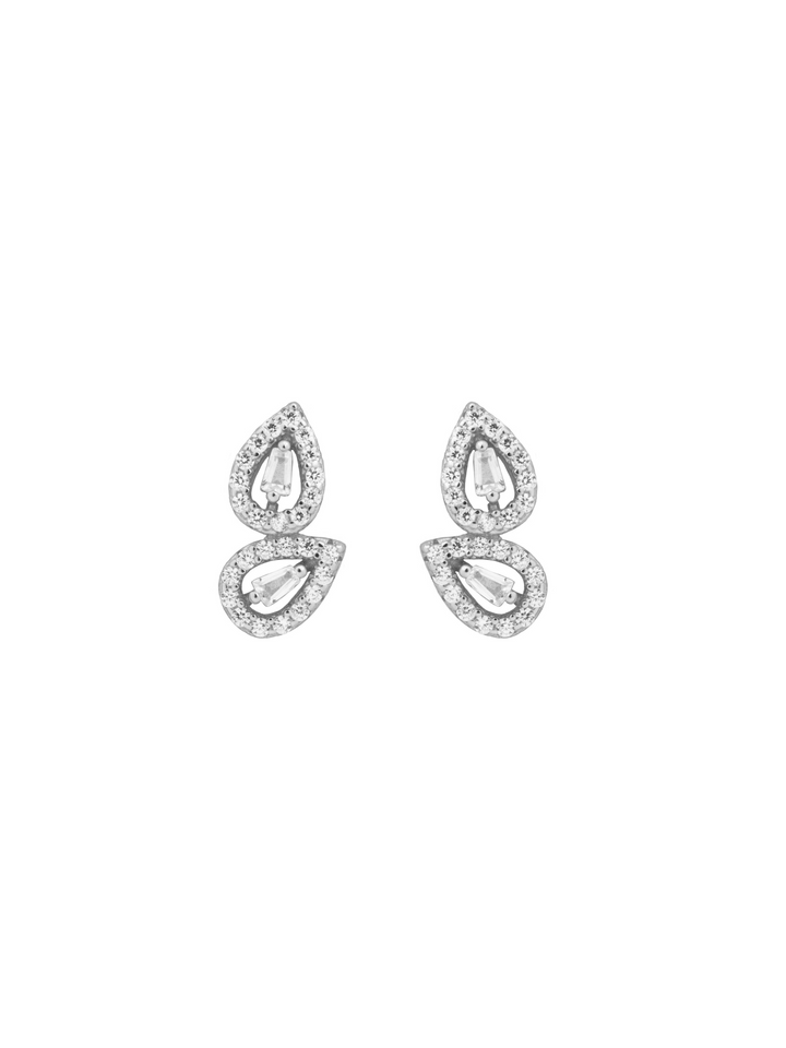 Par Arete Doble Mini Gota Con Baguette