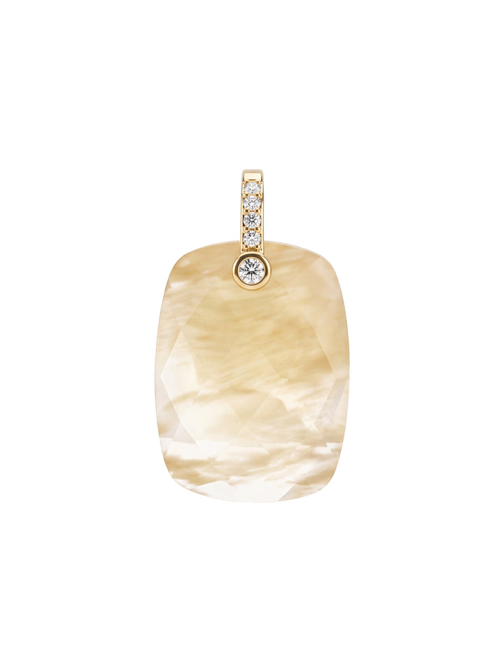 Dije Rectangular Piedra Cuarzo Amarillo Con Zirconias