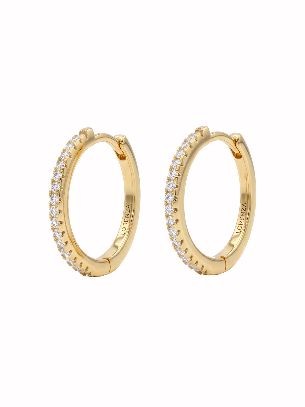 Par Arracada Delgada Con Zirconias 14 mm