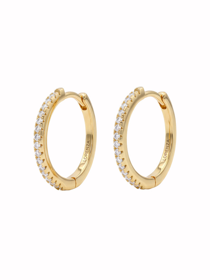 Par Arracada Delgada Con Zirconias 14 mm