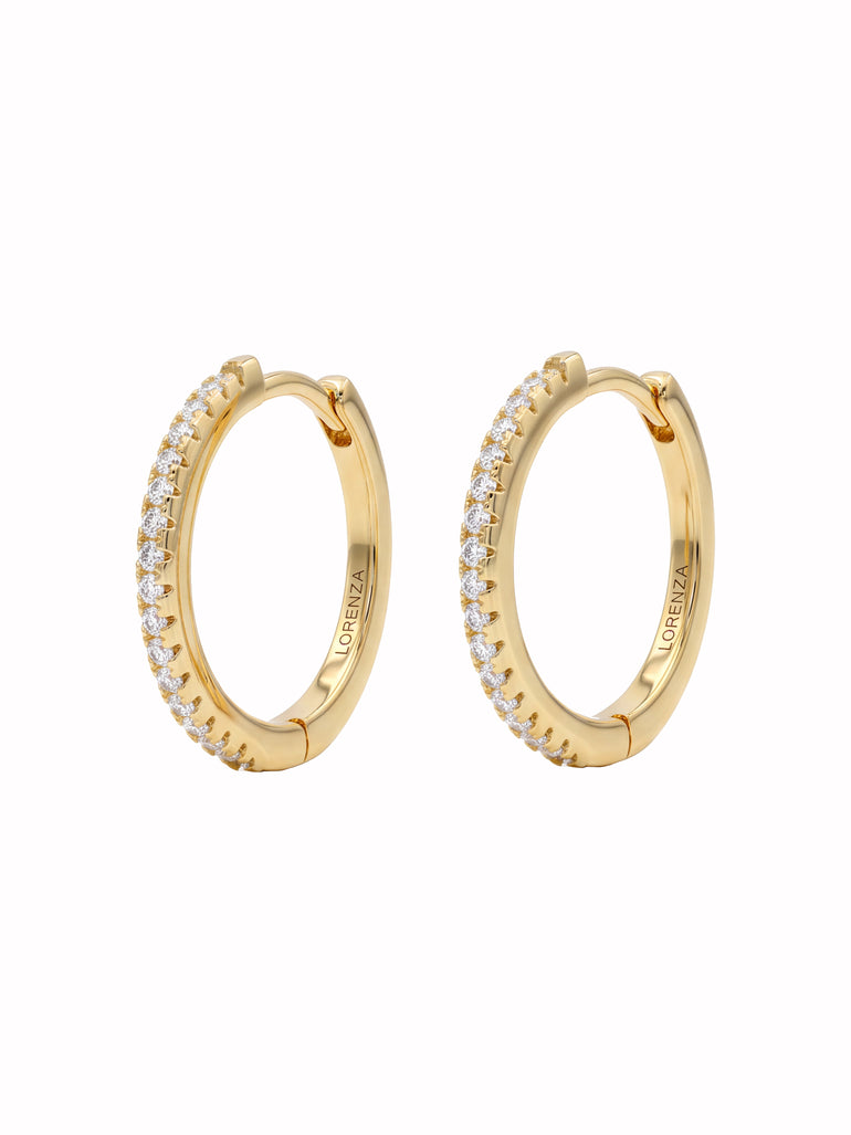 Par Arracada Delgada Con Zirconias 14 mm