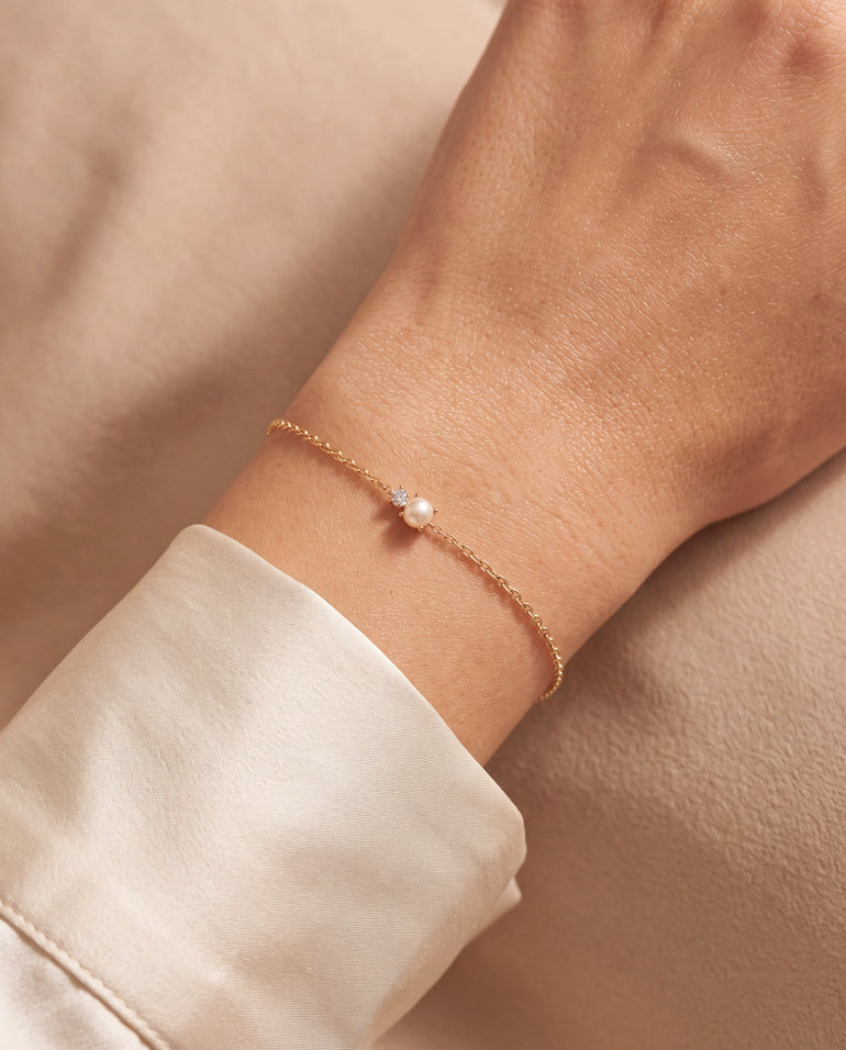 Pulsera Con Perla Y Zirconia