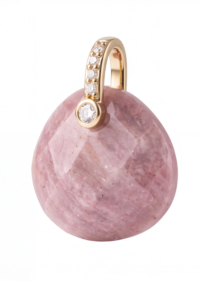Collar Gota Ancha Piedra Rodocrosita A Beneficio Cruz Rosa