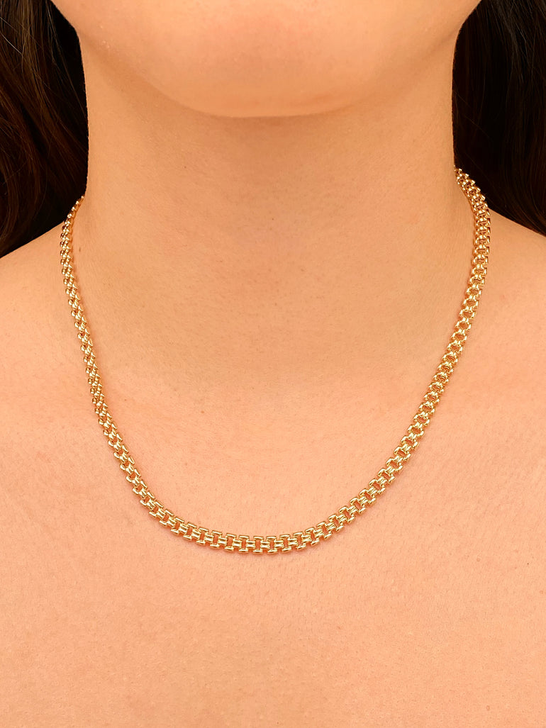 Collar Cadena Eslabones Pulidos Oro 14k