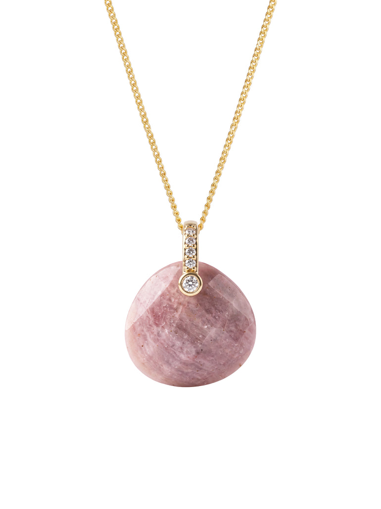 Collar Gota Ancha Piedra Rodocrosita A Beneficio Cruz Rosa