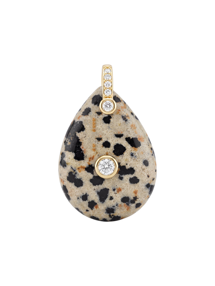 Dije Gota Piedra Jaspe Dalmata Con Zirconias