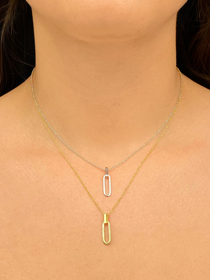 Collar Dije Ovalo Alargado Con Zirconias