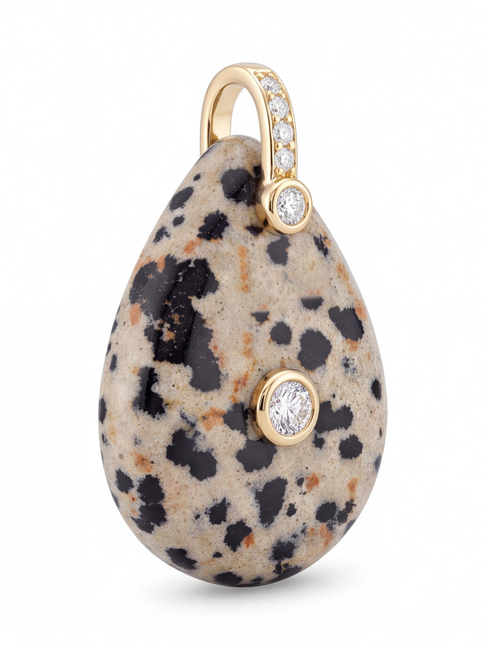 Dije Gota Piedra Jaspe Dalmata Con Zirconias