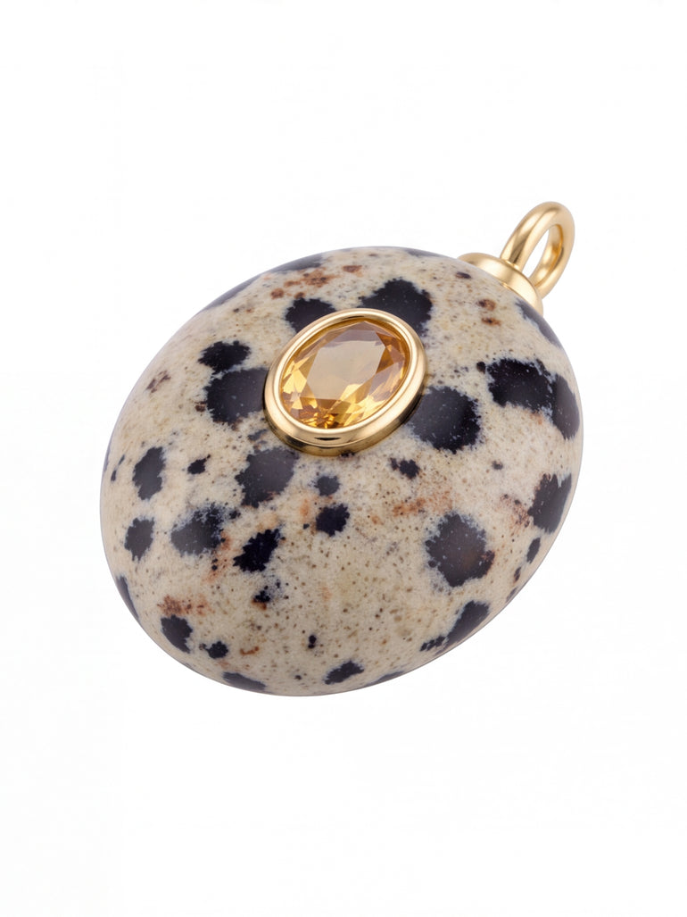 Dije Ovalado Piedra Jaspe Dalmata