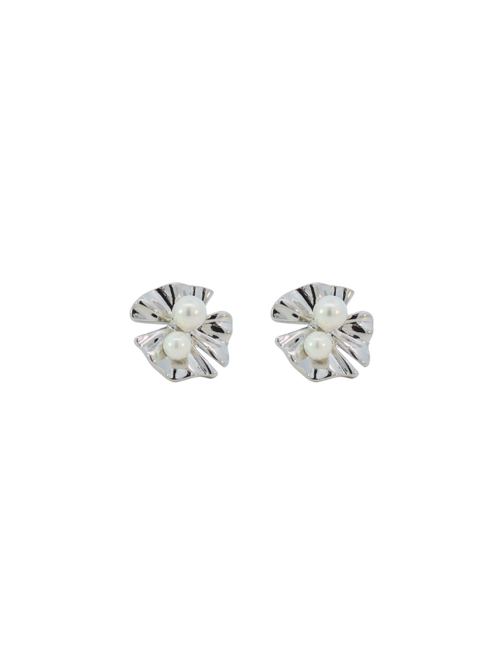 Par Arete Flor Con Dos Perlas
