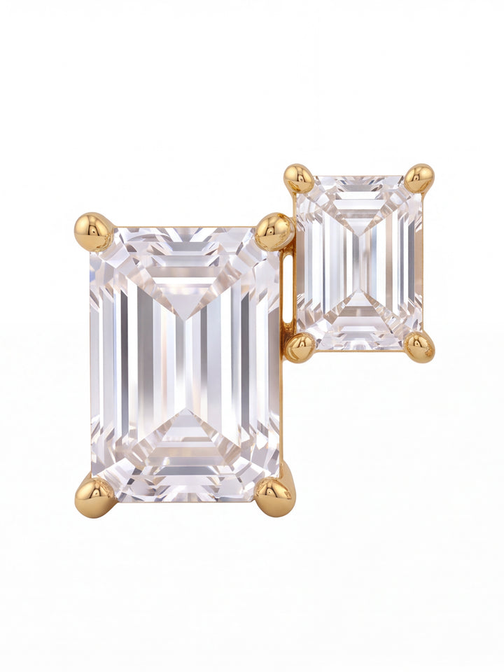 Par Arete Doble Rectangular Con Baguette