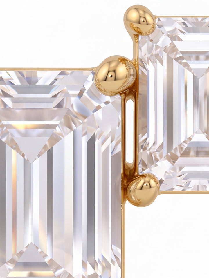Par Arete Doble Rectangular Con Baguette