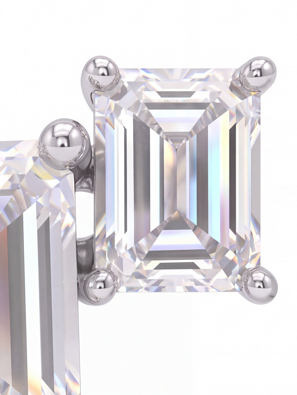 Par Arete Doble Rectangular Con Baguette