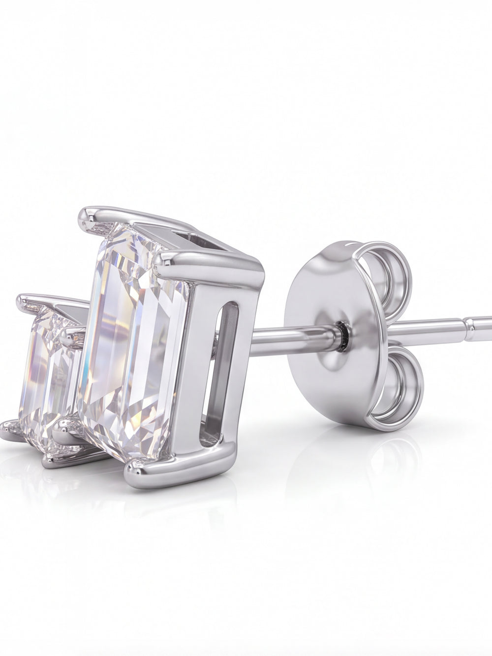Par Arete Doble Rectangular Con Baguette