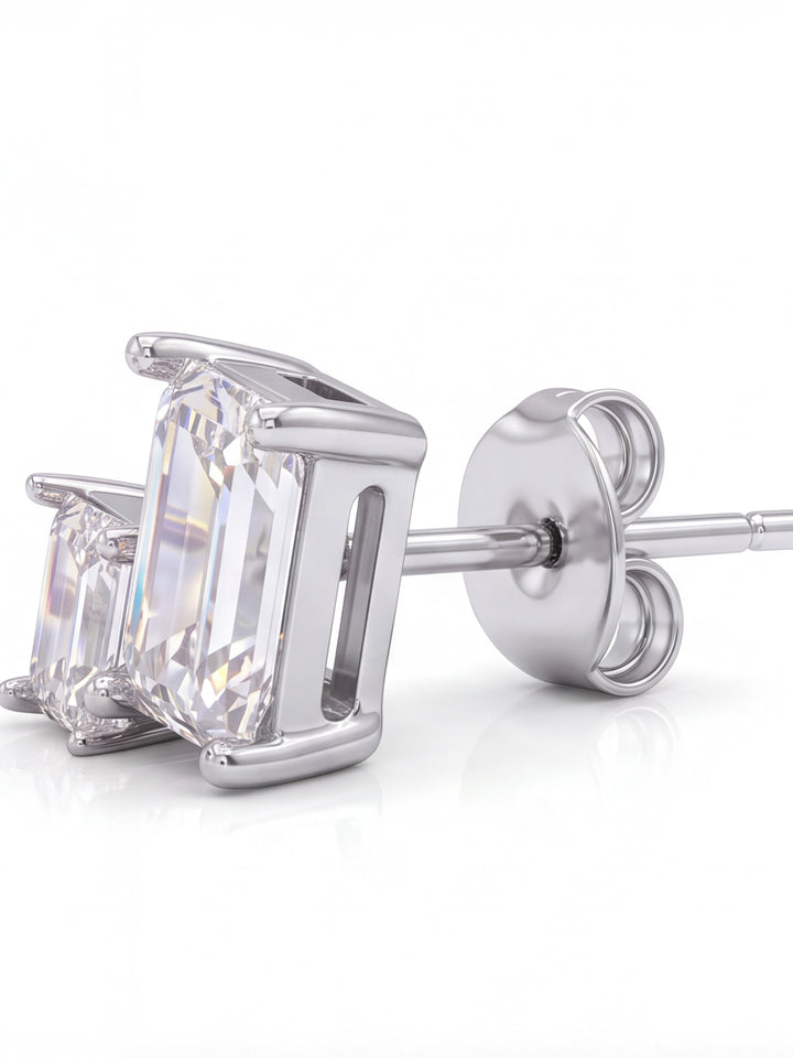 Par Arete Doble Rectangular Con Baguette