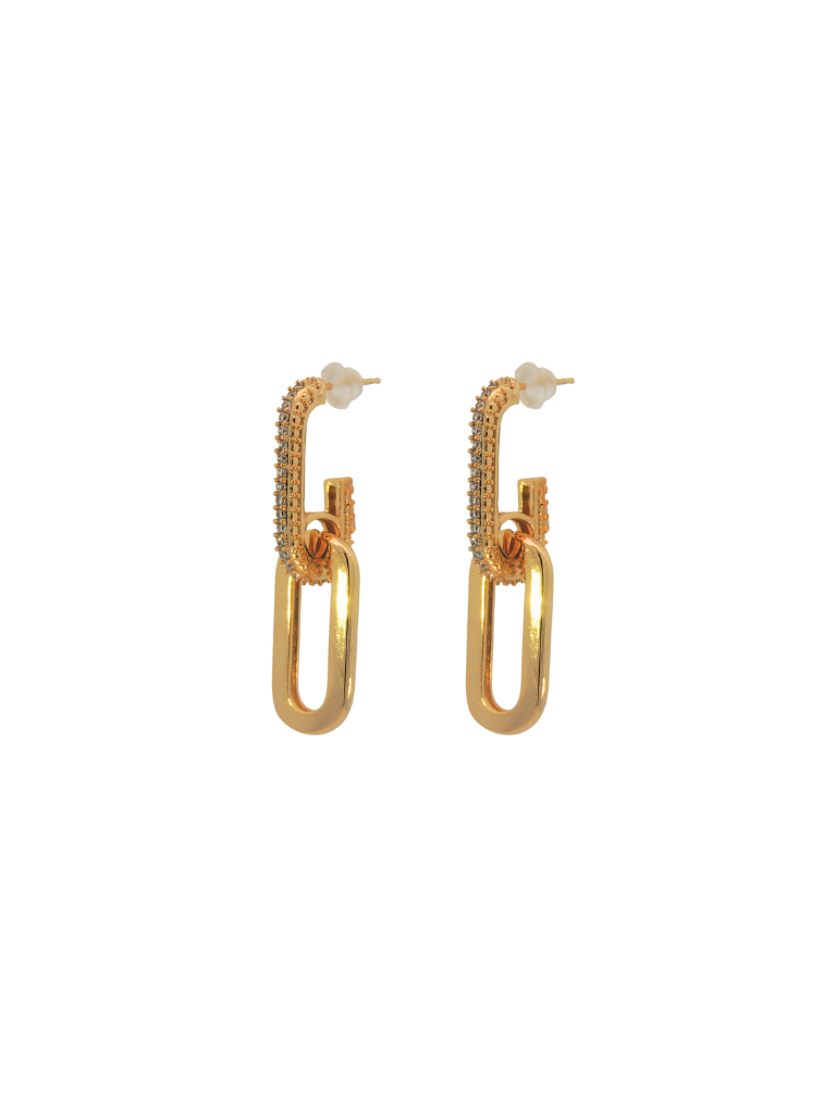 Par Arete Zirconias Con Eslabon Rectangular