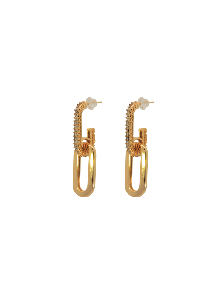 Par Arete Zirconias Con Eslabon Rectangular
