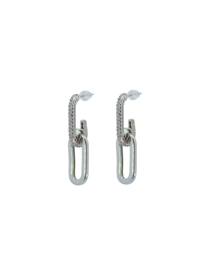 Par Arete Zirconias Con Eslabon Rectangular