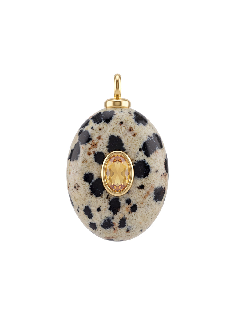Dije Ovalado Piedra Jaspe Dalmata