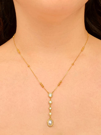 Collar Corbatin Zirconias Y Perla