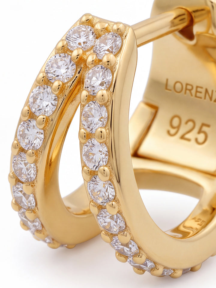 Par Arracada Doble Linea Con Zirconias