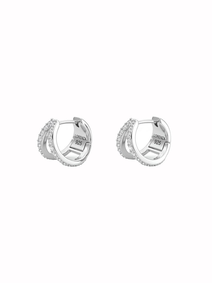 Par Arracada Doble Linea Con Zirconias