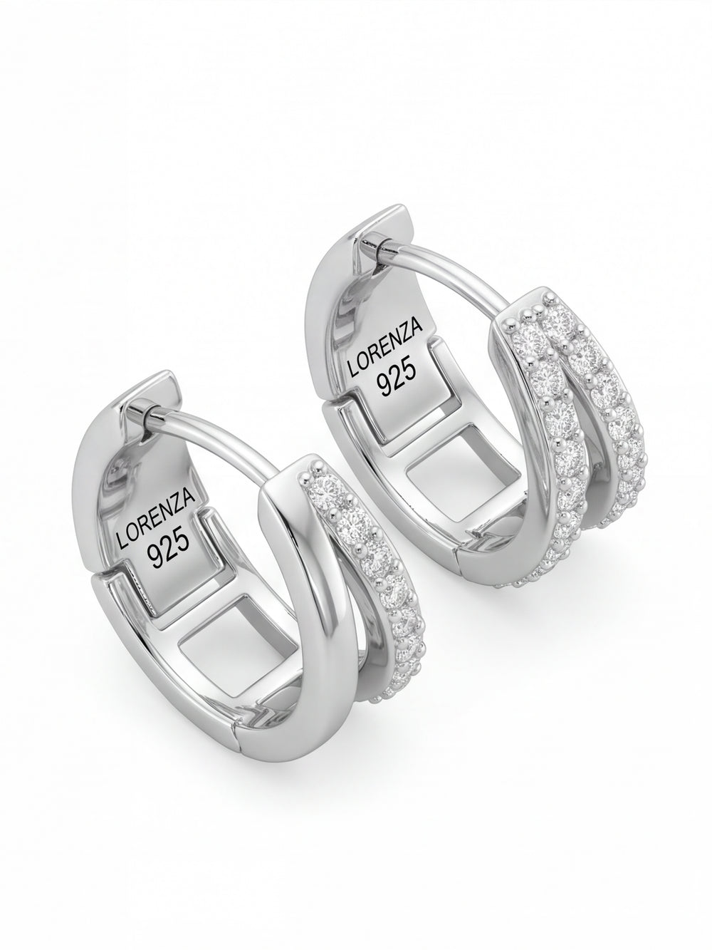 Par Arracada Doble Linea Con Zirconias