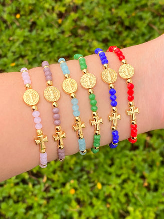 Pulsera Chaquiras San Benito y Cruz
