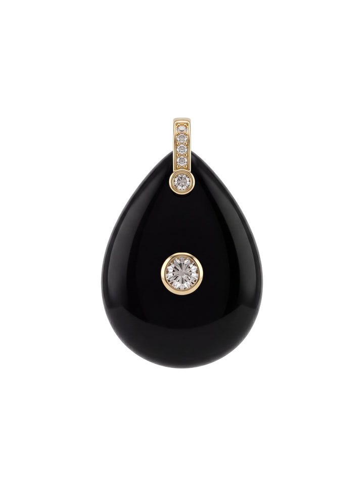 Dije Gota Piedra Obsidiana Con Zirconias